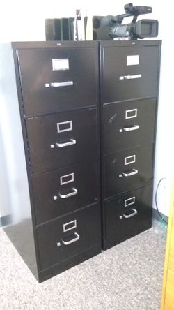 Black metal 4-drawer letter size filing cabinets
