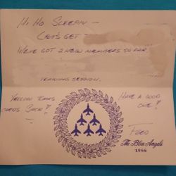 Very Rare Vintage 1966 The Blue Angels Capt. To Member Christmas Card USN Navy