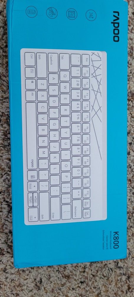 Rapoo K800 2.4G Wireless Keyboard Silent Mini Compact Low-Profile Plug and Go for Computer/Desktop/PC/Laptop/Smart TV Travel Business Keyboards White