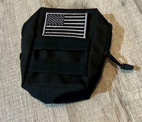 Black Tactical MOLLE Utility Pouch with Flag Patch