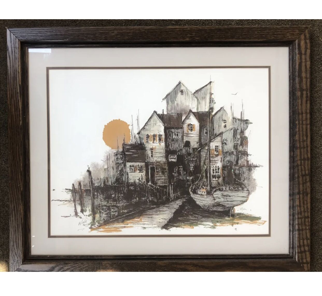 Nice Nautical Lithograph Signed And Numbered In Glass Frame 34 x 28"