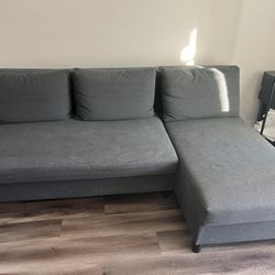  IKEA ÄLVDALEN 3-seat sleeper sofa with chaise in Knisa dark gray