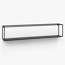 Set of 4 Black Metal Floating Wall Shelves 36" L