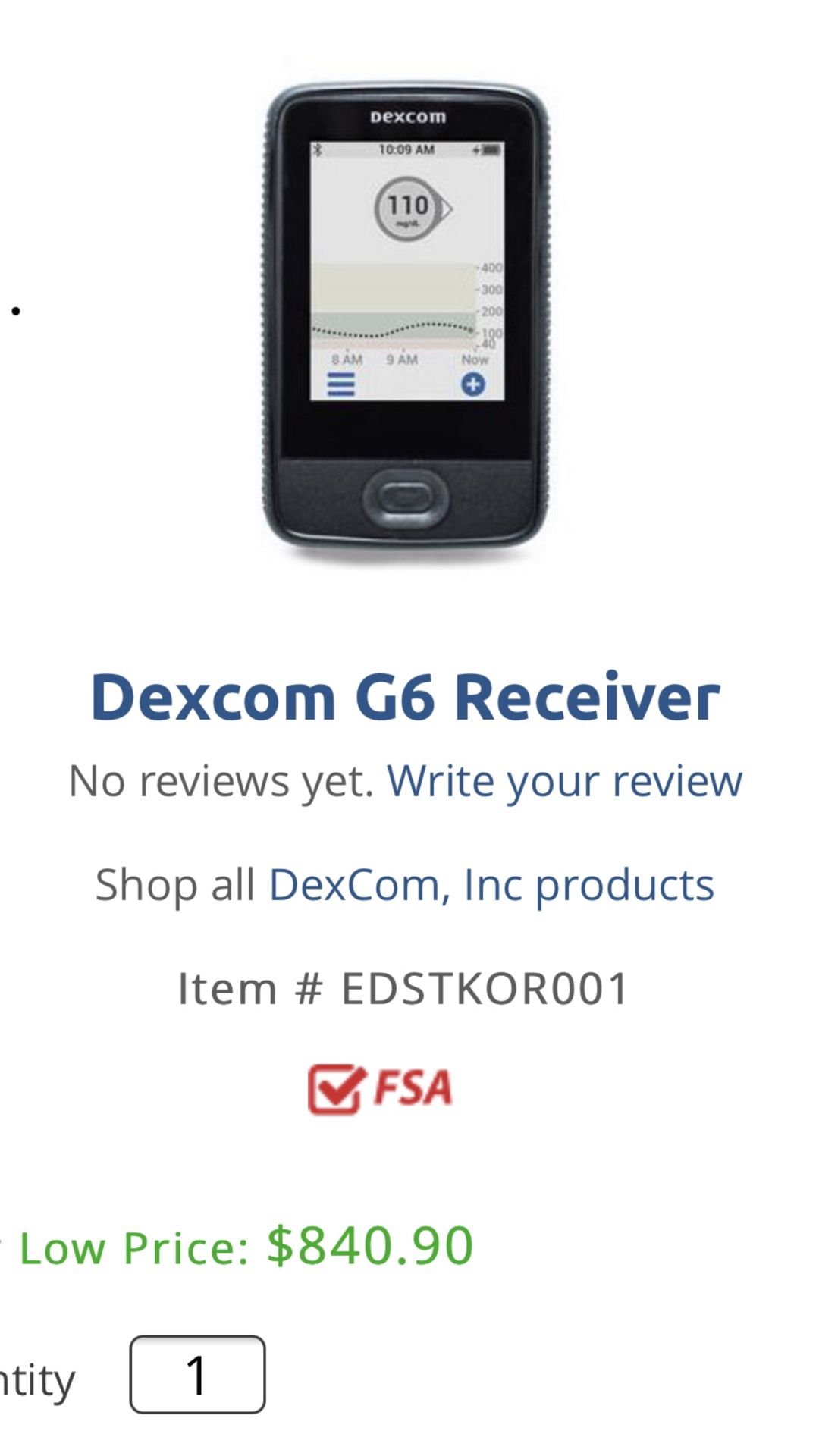 Dexcom g6 receiver with 1 case