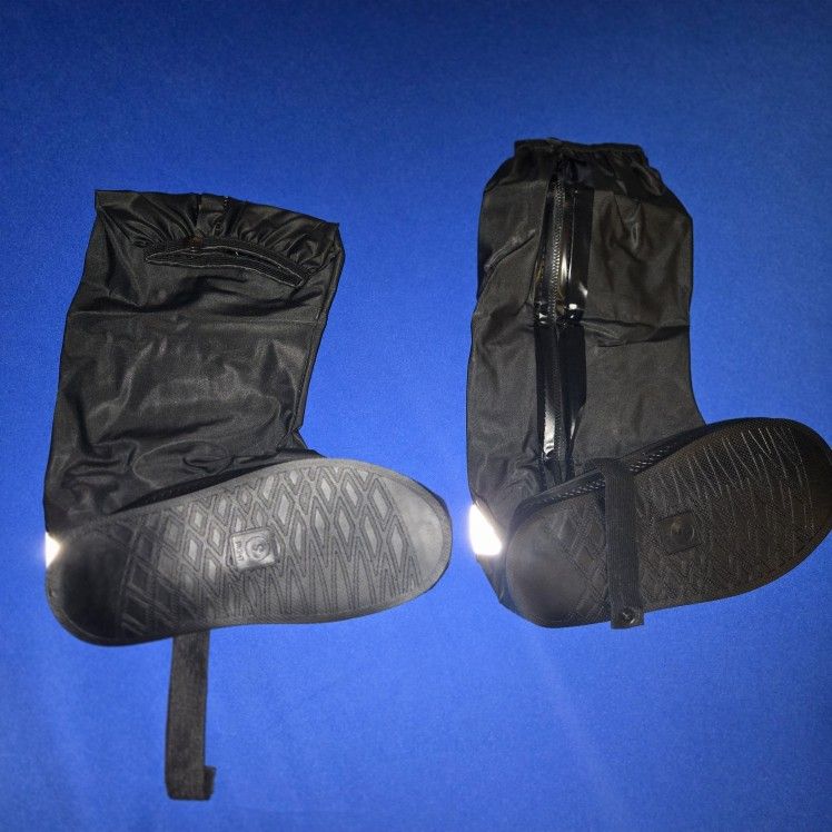 Brand New- Never Used Black Waterproof Rain Boot Shoe Cover with Reflector (1 Pair)