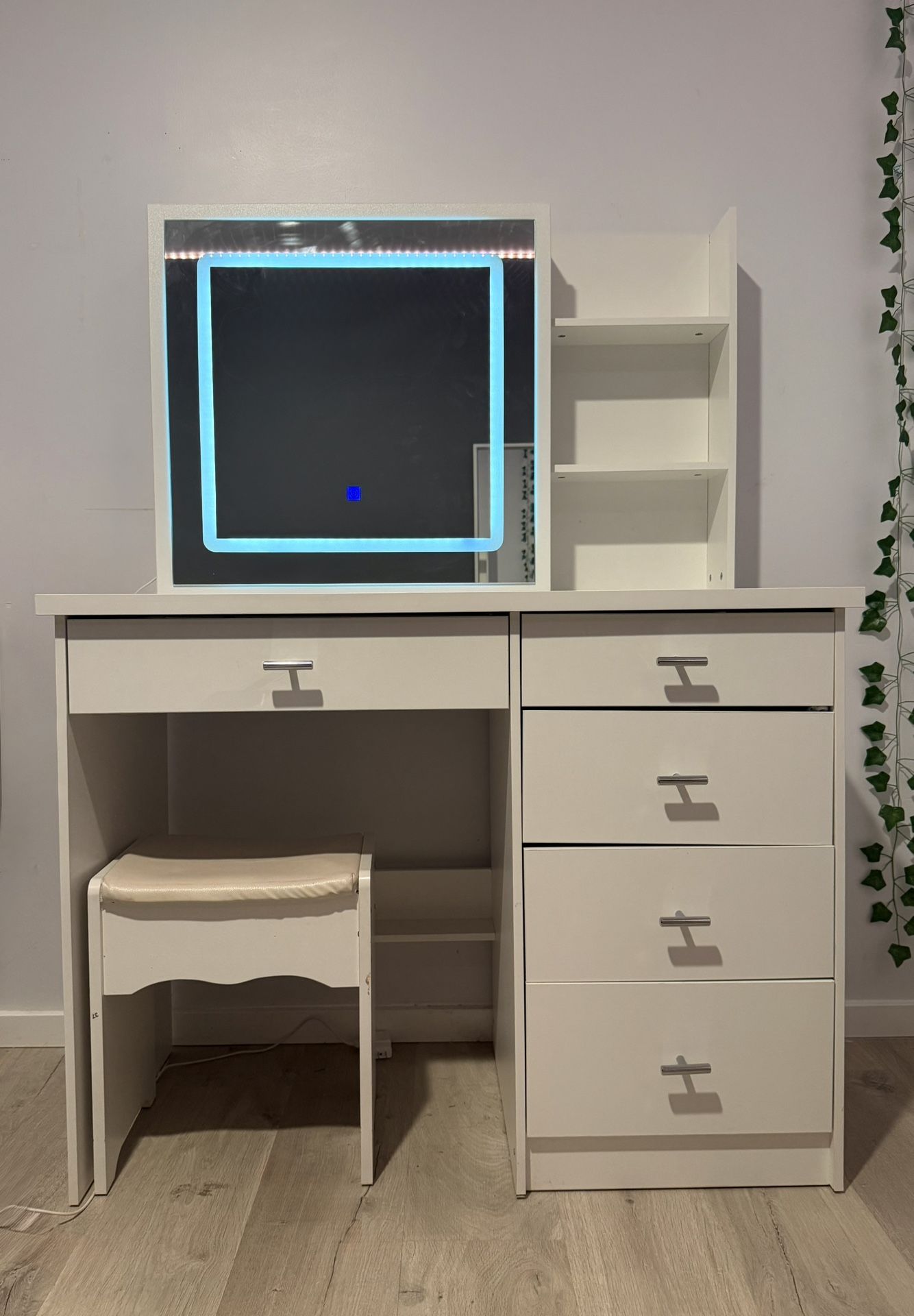 Vanity Desk LED Mirror and Chair