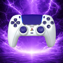 TMR Anti-Drift Custom White and Purple PS5 DualSense from Lynx Controller Mods