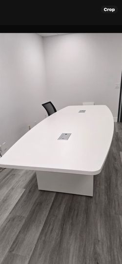 White conference table 4x12’ boat shape new!