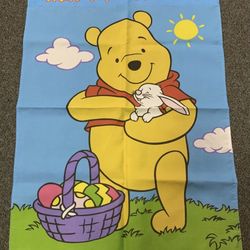 Vintage 1999 Disney Winnie the Pooh large 29” x 39” Happy Easter double sided fade resistant polyester garden flag 