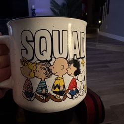 Peanuts Squad Coffee Mug Cup Snoopy Woodstock Charlie Brown Ceramic White 20 oz.