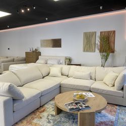 RH-Style Cloud Modular Sectional – 5 Seat Performance Linen Sofa 