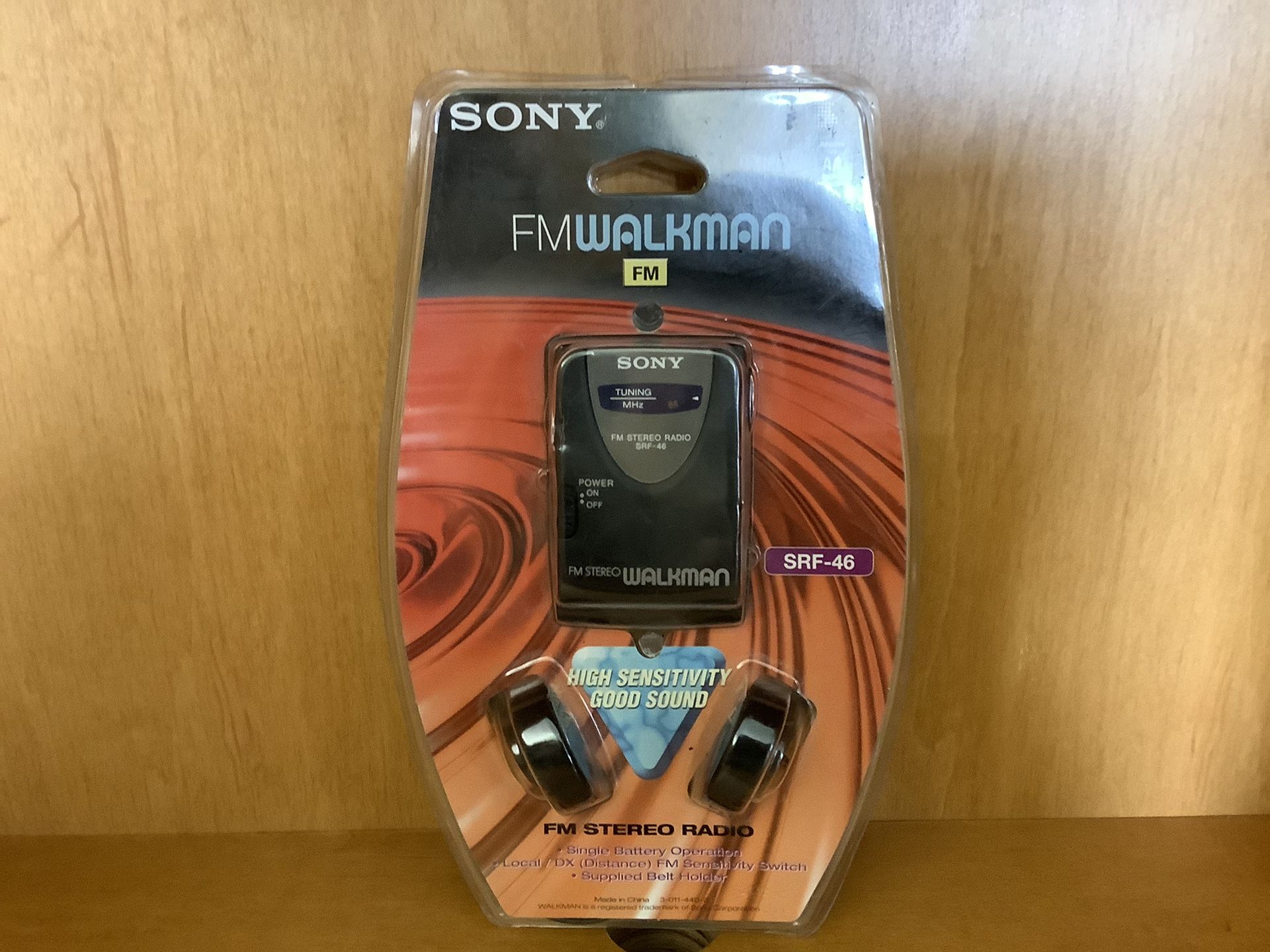 SONY FM STEREO WALKMAN Radio WITH BELT HOLDER AND HEADPHONES — NEW IN THE PACKAGE