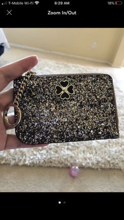 Kate spade gold black glitter card holder wallet