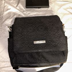 Petunia Pickle Bottom Black Embroidered Diaper Bag