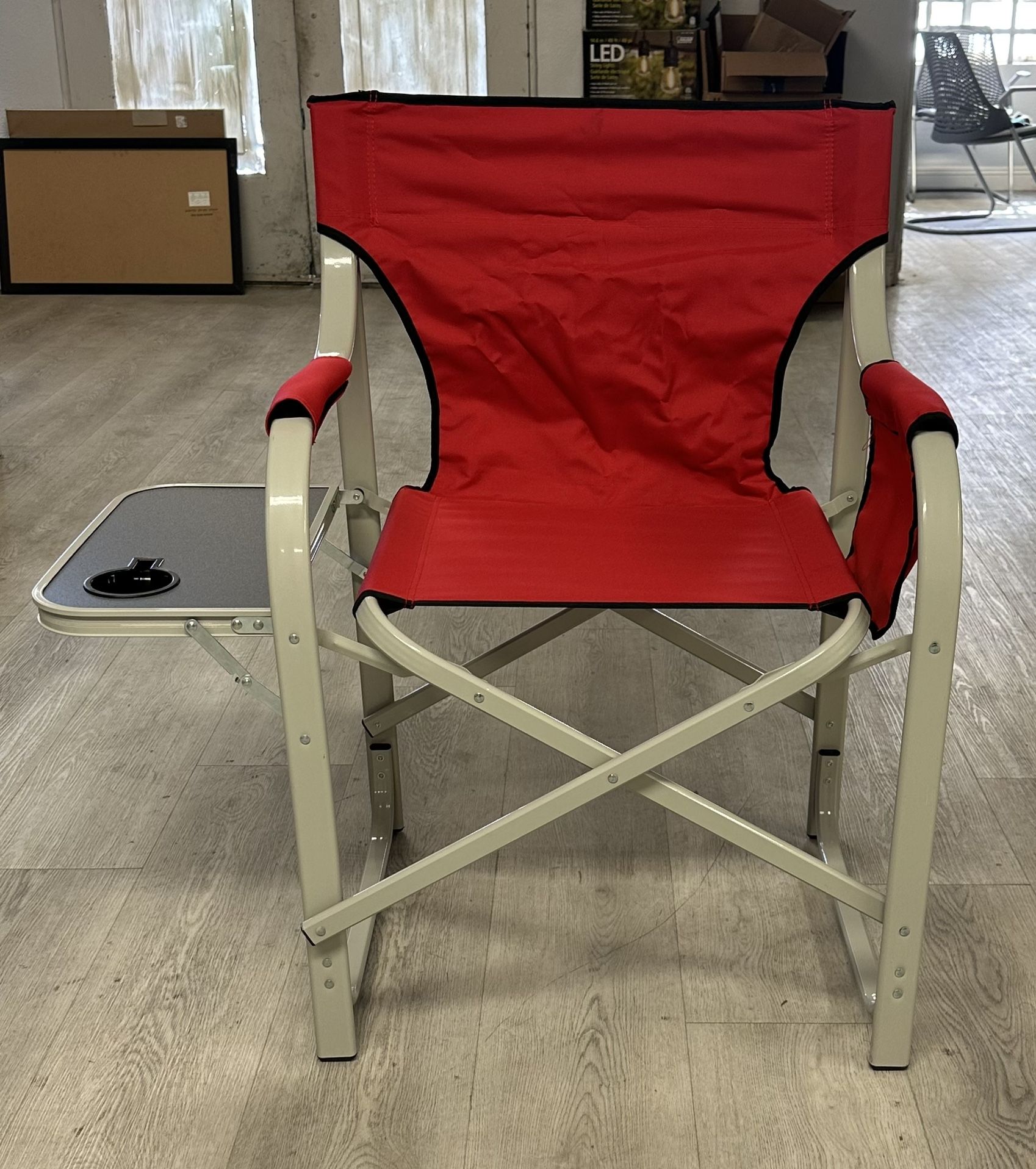 Red Oversize Camping Chair Seat 37x20x37 Foldable Director Chair