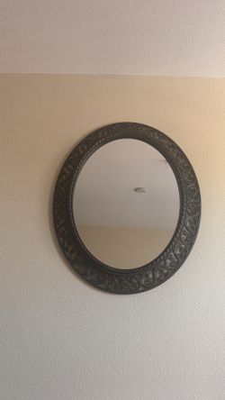 Large Rustic Wrought Iron Oval Mirror Size 38x25”