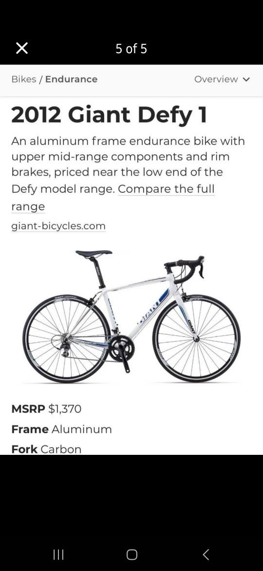 2012 Giant Defy Bike