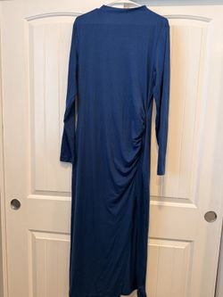 BTFBM Blue Ruched Long-Sleeve Maxi Dress — Size XL