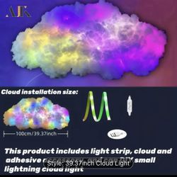 Brand new 39.37 Inch LED Cloud Light with Music Rhythm & Thunder Effects - USB Powered 