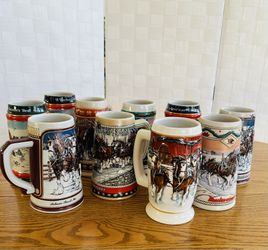 10 Budweiser Holiday Steins Collecion ALL 10