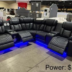 LED Power Recliner Sectional Sofa