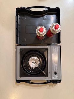 Portable Butane Stove + Carrying Case & 2 Fuel Canisters