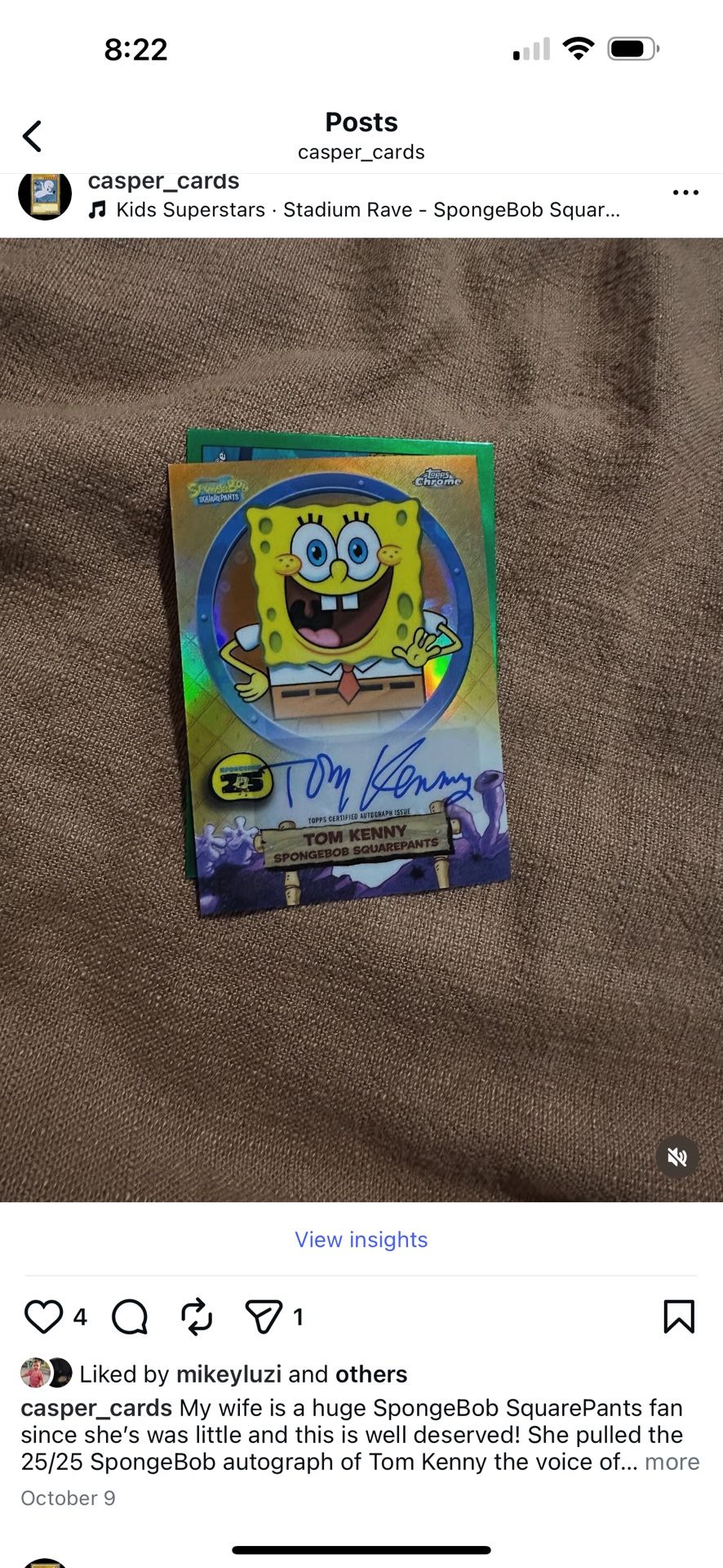 Topps Chrome SpongeBob SquarePants Tom Kenny Autographed Card 25/25