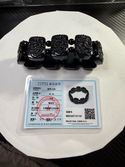 Black Jadeite Carved Dragon Bracelet with Certificate