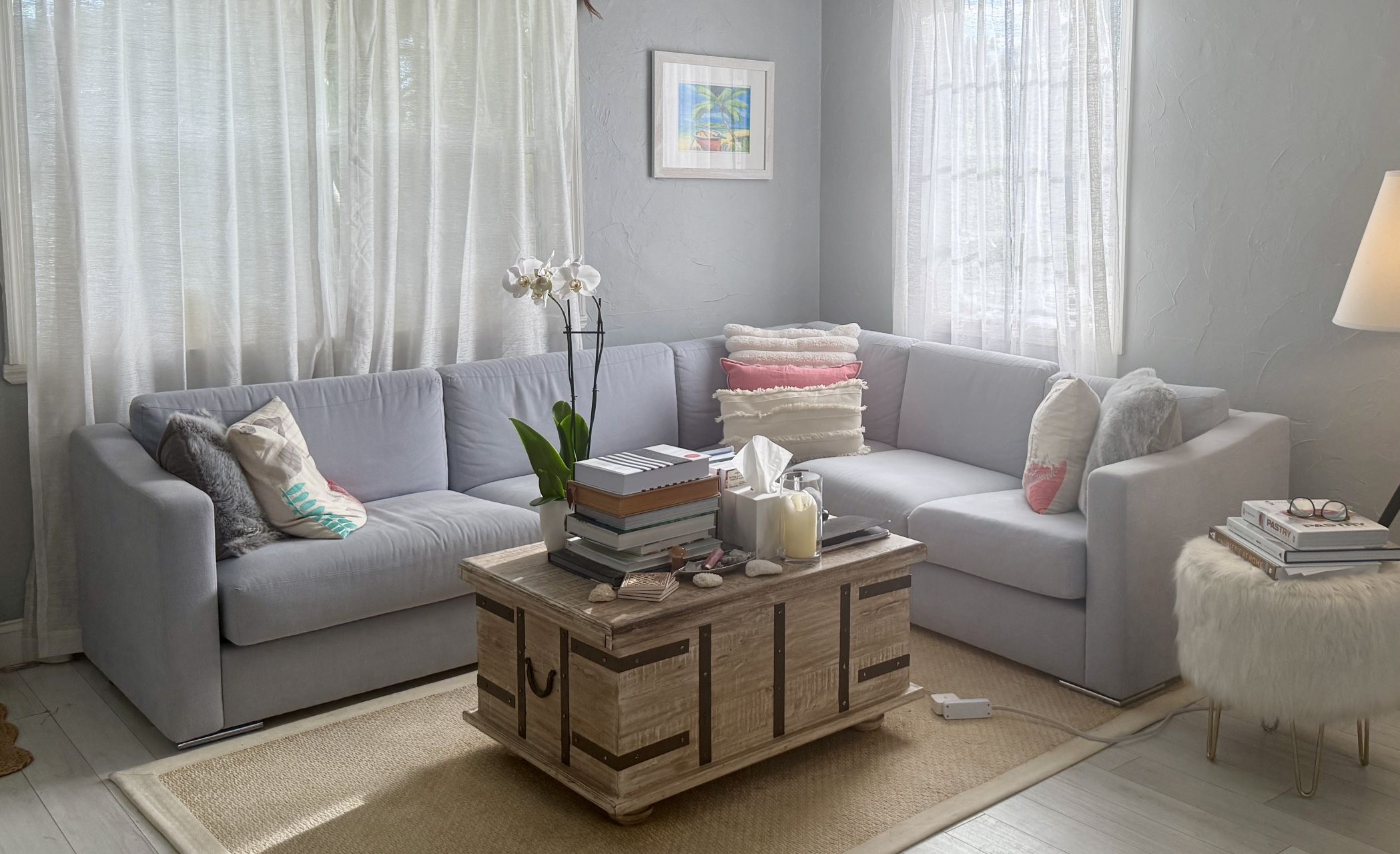 Italian Custom Light Grey Sectional – Excellent Condition