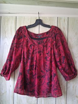 Sara Michelle Red Paisley Blouse