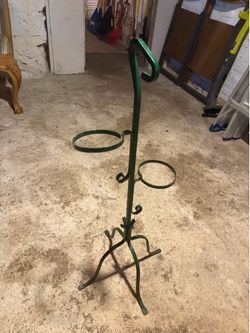 Mcm green vintage metal plant stand