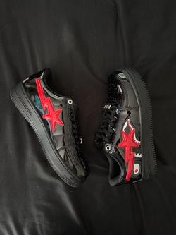 BAPE Sta Low Black Patent Leather Sneakers