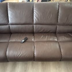 Brown Leather Sofa — 3-Seat Couch — $650 OBO 