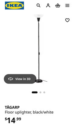 New IKEA Room Lamp - Floor uplighter, black/white