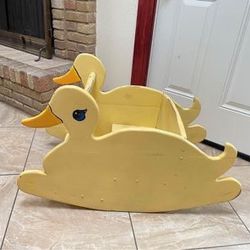#1269 Hand Made, Vintage, Solid Wood, Toddlers Rocking Duck Chair.
