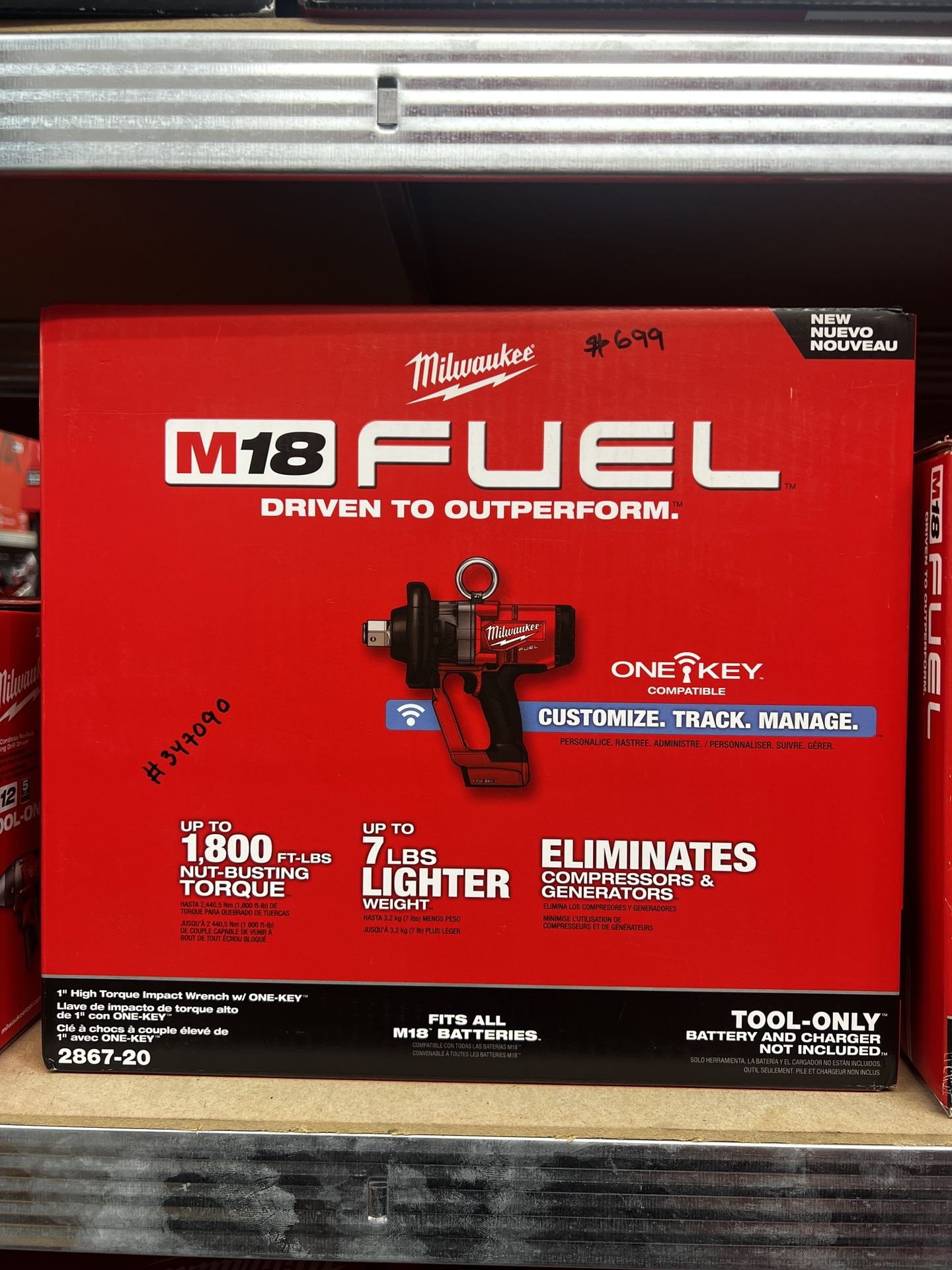 Milwaukee M18 Fuel 1” High Torque Impact Wrench With One Key Tool Only