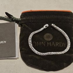 JOHN HARDY ICONIC WHEAT BRACELET, STERLING SILVER WITH DIAMOND PAVÉ CLASP 925 HJ