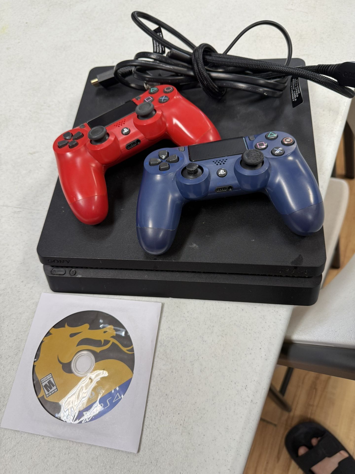 PS4, Two Controllers, Mortal Kombat 11 Game