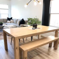 Custom  Dining Table Farm House farmhouse Modern Rustic Set Bench Restoration Hardware Breakfast Oval Table Solid Wood Custom Handcrafted Counter Bar 