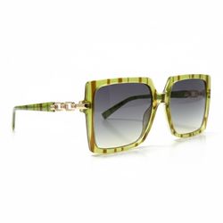 Women, sunglasses oversize square black tint, green brown gold frames