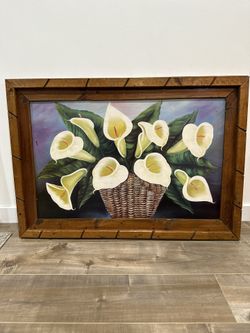 Wood Framed Floral Painting