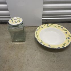 Pasta/Fruit Bowl & Glass Canister 