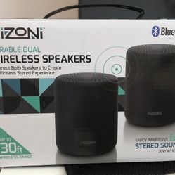 Nizoni Pairable Dual Wireless Speakers Bluetooth 5.0 30 Ft Range
