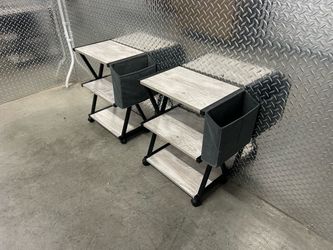 Rolling Side Tables with Storage Bins – Set of 2