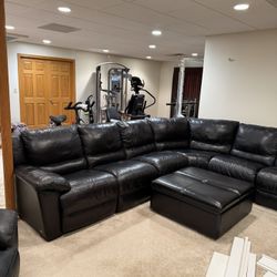 Natuzzi Leather Sectional With Recliners 