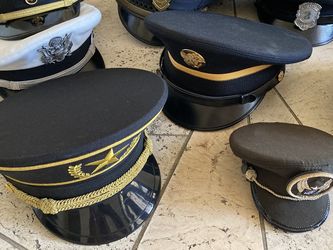 Large vintage collection lot military navy army hats caps various sizes memorabilia 