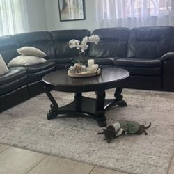 Brown couch and table