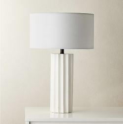 CB2 Crate Barrel White Scallop Concrete Table Lamp Brand New In Box