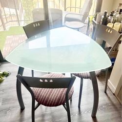 Glass Dining Table With Three Chairs - Will Deliver