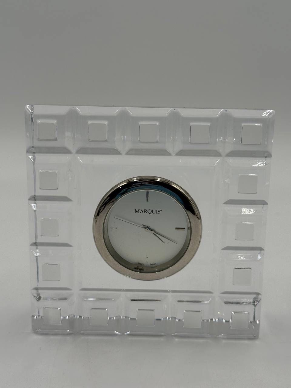 Marquis by Waterford Quadrata Small Clock Crystal Lead Quartz Made In Slovenia